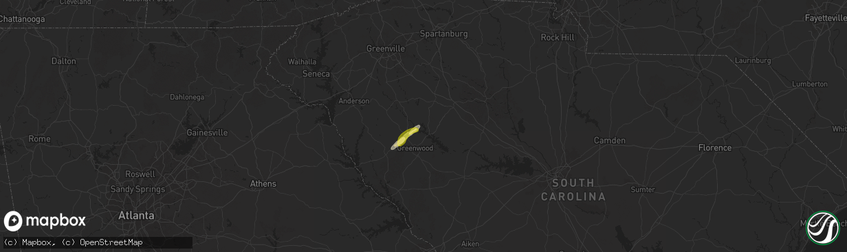 Hail map in Waterloo, SC on May 3, 2025