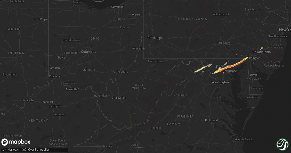 Hail map in West Virginia on May 3, 2025