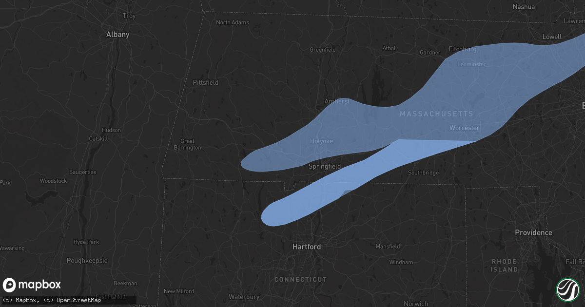 Hail map in Westfield, MA on May 3, 2025