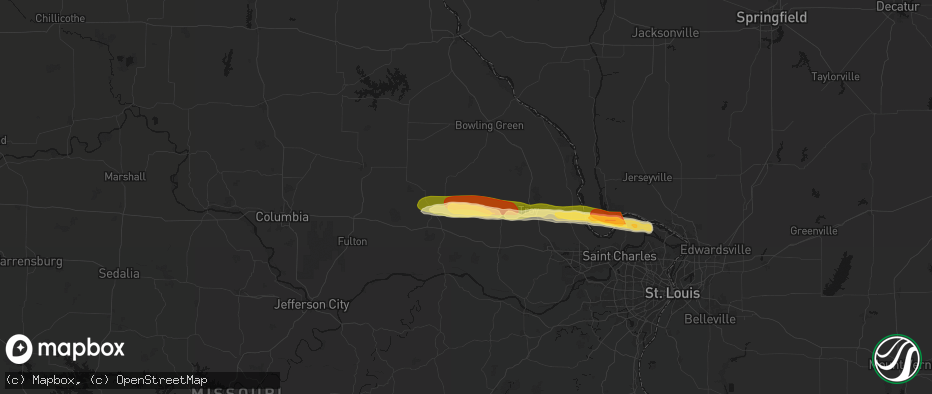 Hail map in Bellflower, MO on May 3, 2026