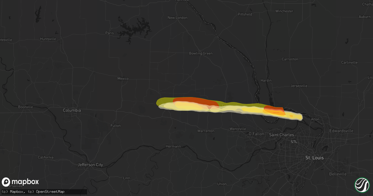 Hail map in Bellflower, MO on May 3, 2026