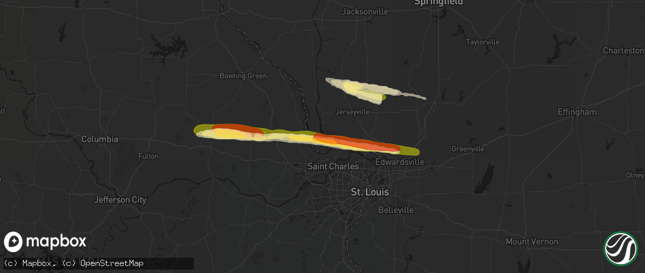 Hail map in Brussels, IL on May 3, 2026