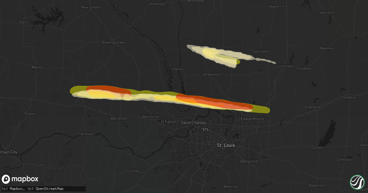 Hail map in Brussels, IL on May 3, 2026