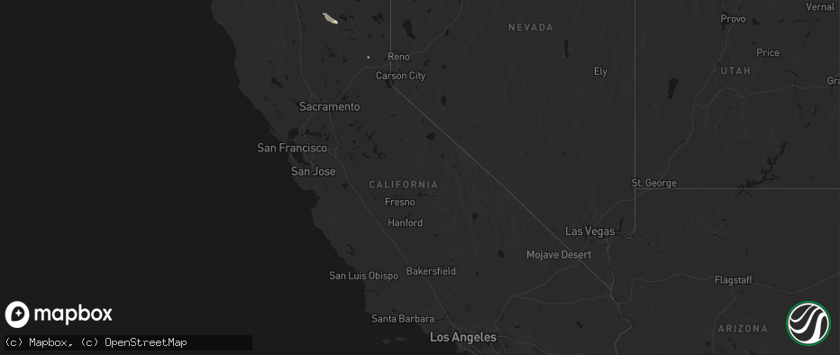 Hail map in California on May 3, 2026