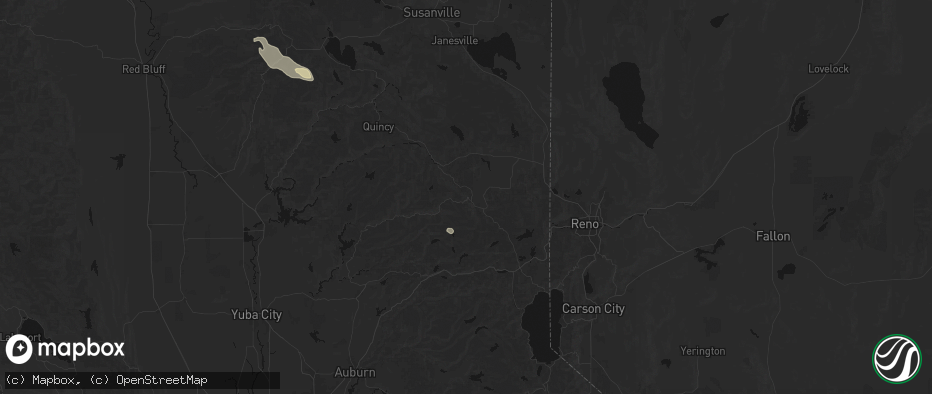 Hail map in Calpine, CA on May 3, 2026