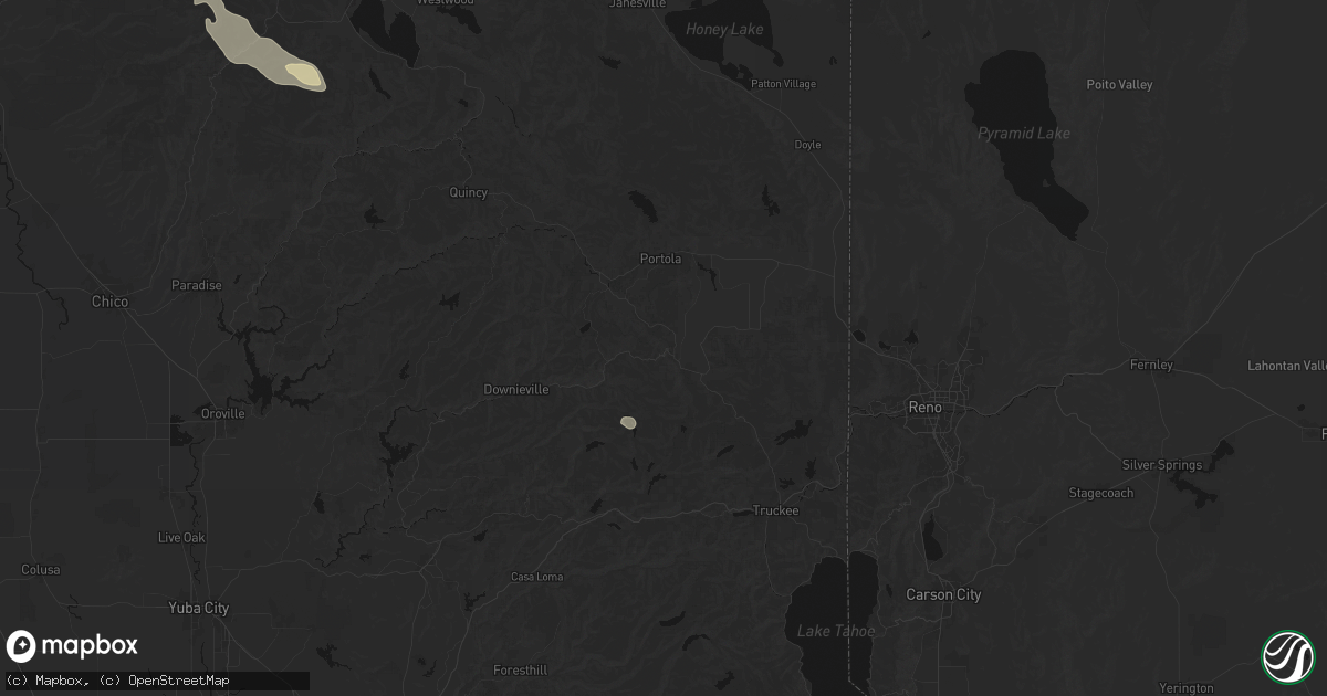 Hail map in Calpine, CA on May 3, 2026
