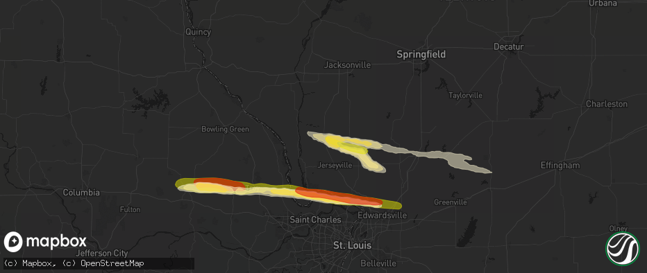 Hail map in Carrollton, IL on May 3, 2026