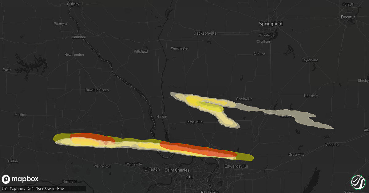 Hail map in Carrollton, IL on May 3, 2026