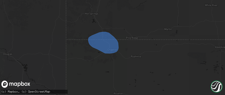 Hail map in Chadron, NE on May 3, 2026