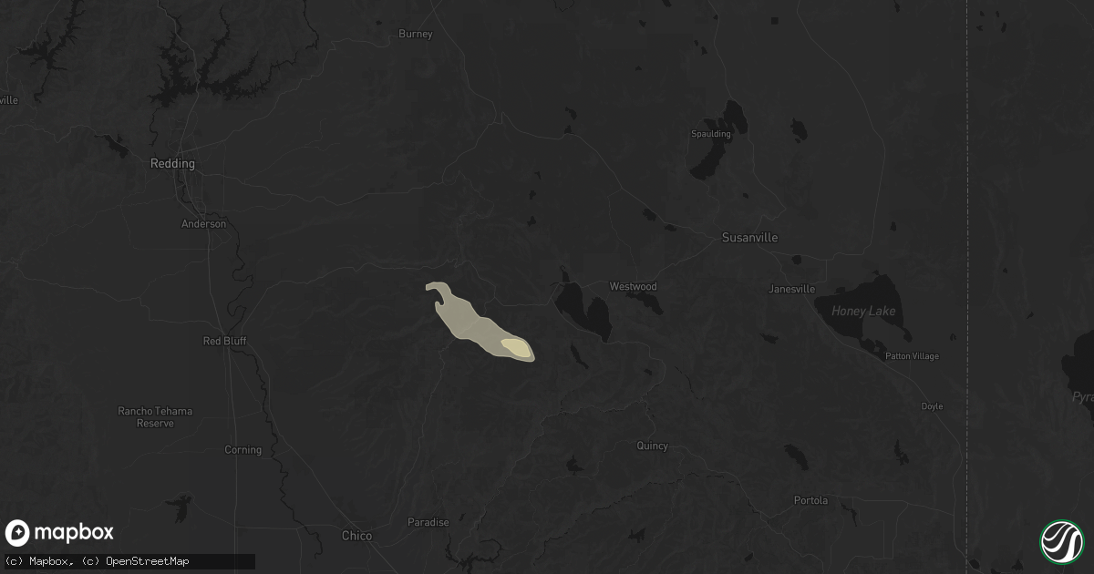 Hail map in Chester, CA on May 3, 2026