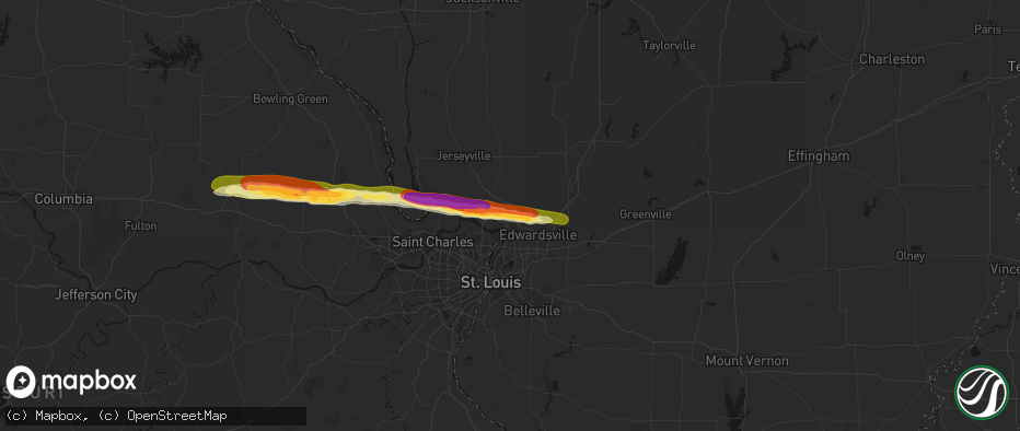 Hail map in East Alton, IL on May 3, 2026