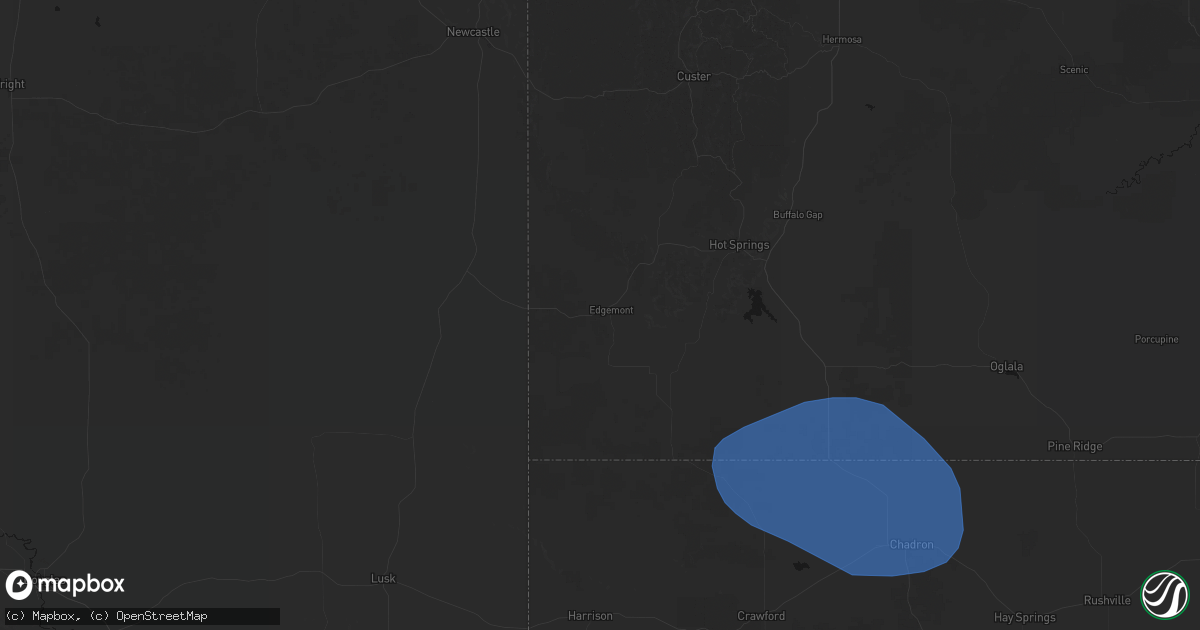 Hail map in Edgemont, SD on May 3, 2026