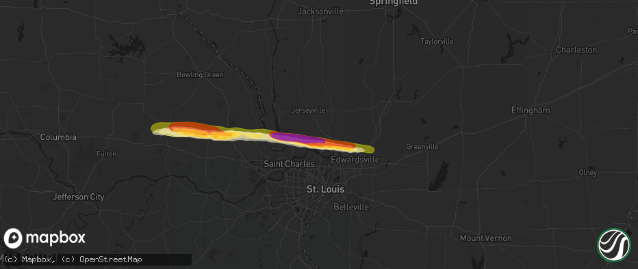Hail map in Godfrey, IL on May 3, 2026