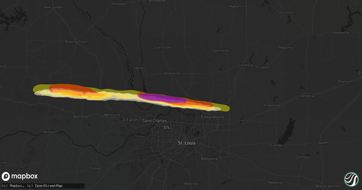 Hail map in Godfrey, IL on May 3, 2026