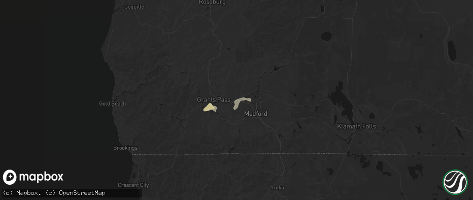 Hail map in Gold Hill, OR on May 3, 2026