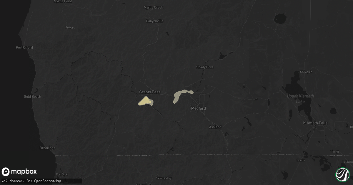 Hail map in Gold Hill, OR on May 3, 2026