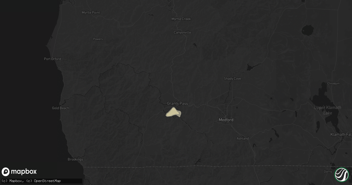 Hail map in Grants Pass, OR on May 3, 2026