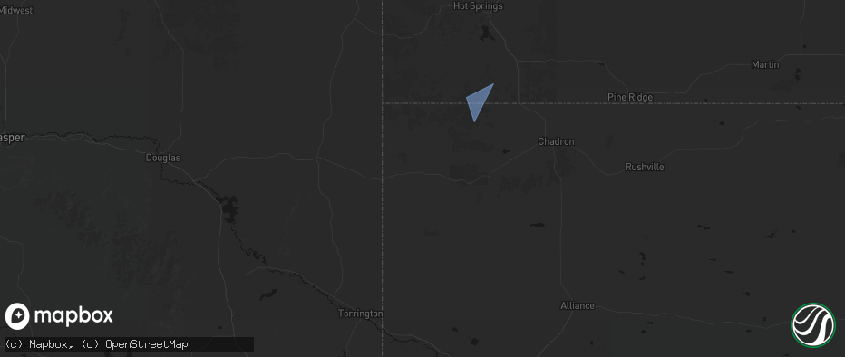Hail map in Harrison, NE on May 3, 2026