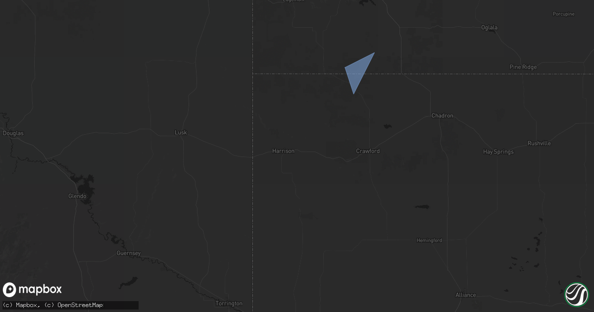 Hail map in Harrison, NE on May 3, 2026