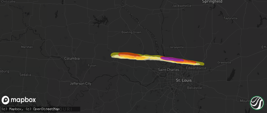 Hail map in Hawk Point, MO on May 3, 2026