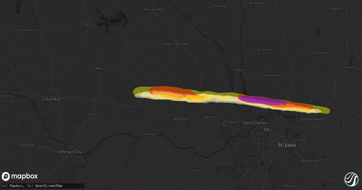 Hail map in Hawk Point, MO on May 3, 2026