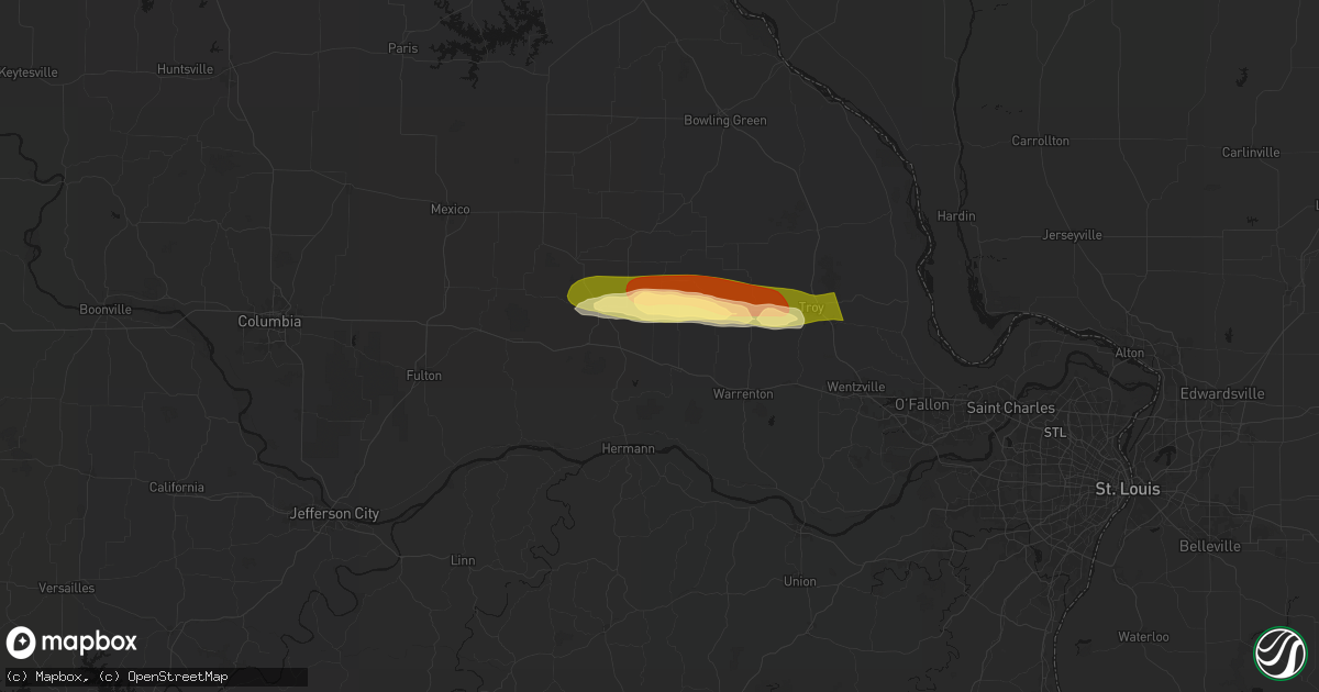 Hail map in High Hill, MO on May 3, 2026