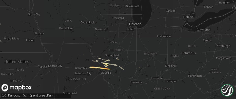 Hail map in Illinois on May 3, 2026