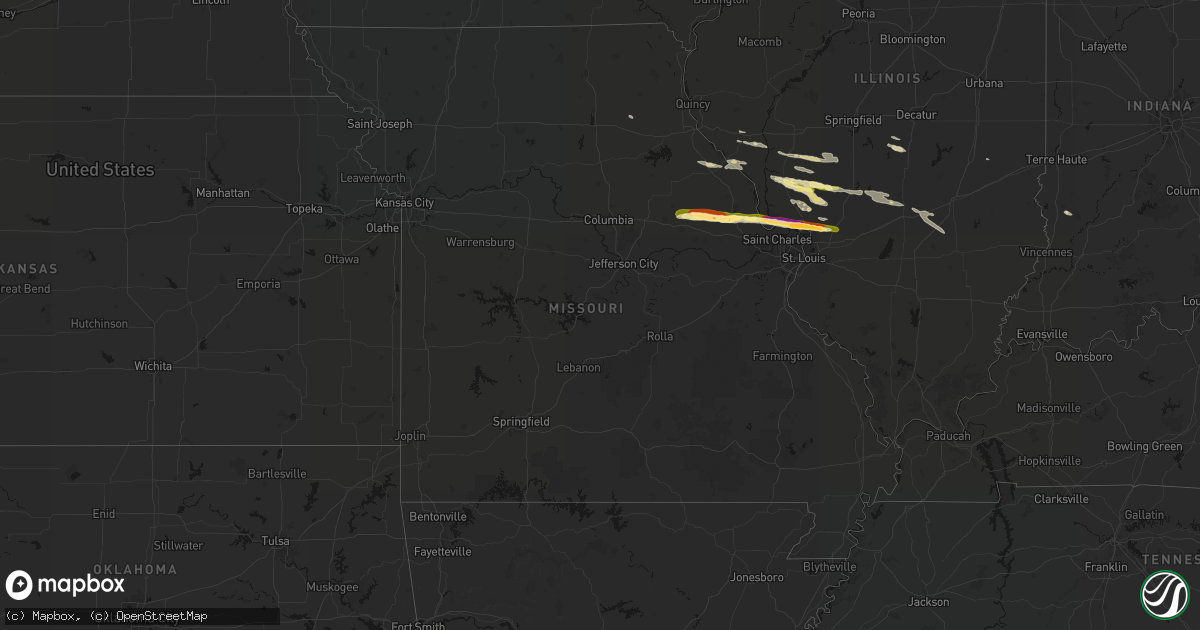 Hail map in Missouri on May 3, 2026