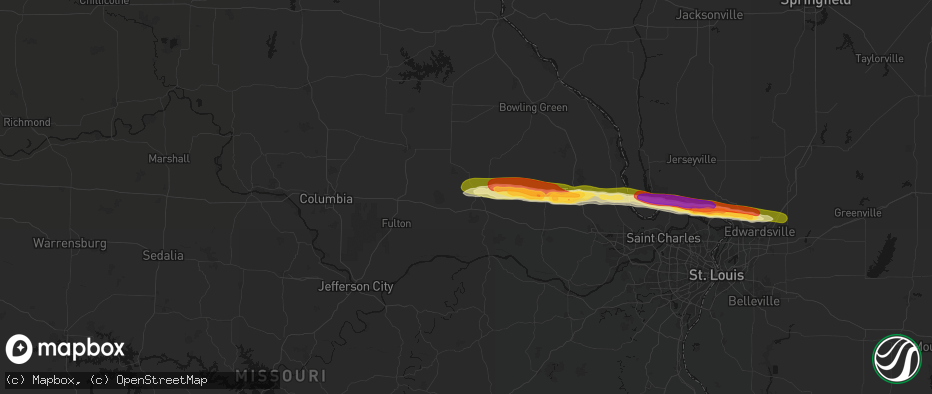 Hail map in Montgomery City, MO on May 3, 2026
