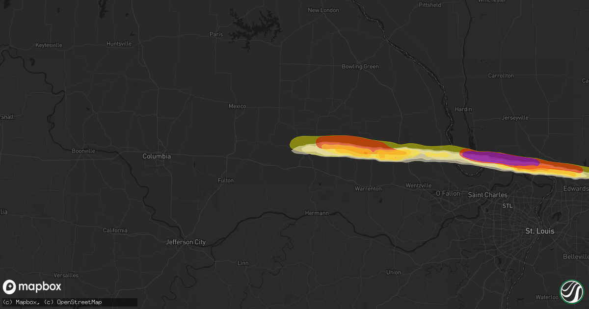Hail map in Montgomery City, MO on May 3, 2026