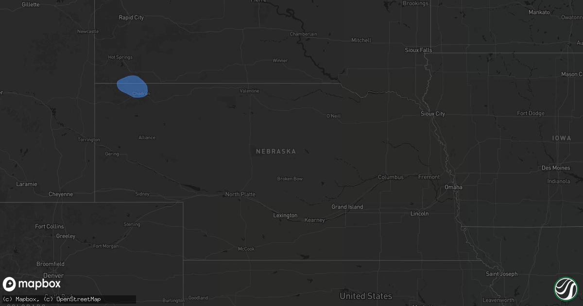 Hail map in Nebraska on May 3, 2026