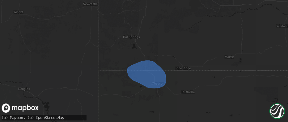 Hail map in Oelrichs, SD on May 3, 2026