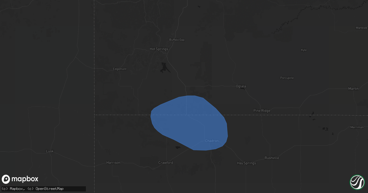 Hail map in Oelrichs, SD on May 3, 2026