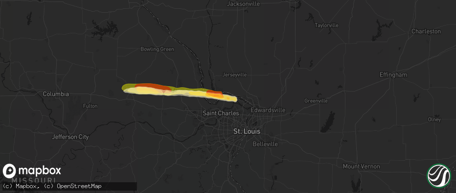 Hail map in Portage Des Sioux, MO on May 3, 2026