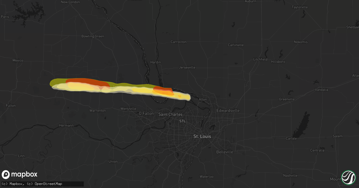 Hail map in Portage Des Sioux, MO on May 3, 2026