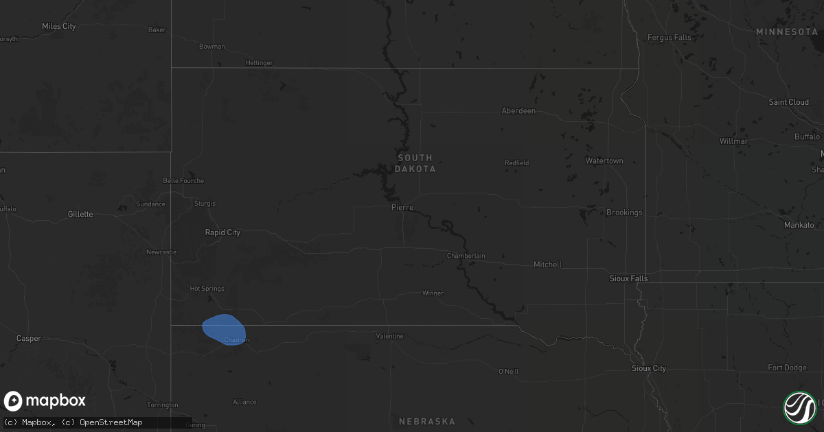 Hail map in South Dakota on May 3, 2026