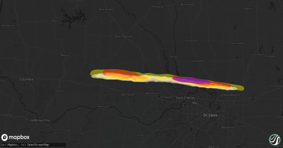 Hail map in Troy, MO on May 3, 2026