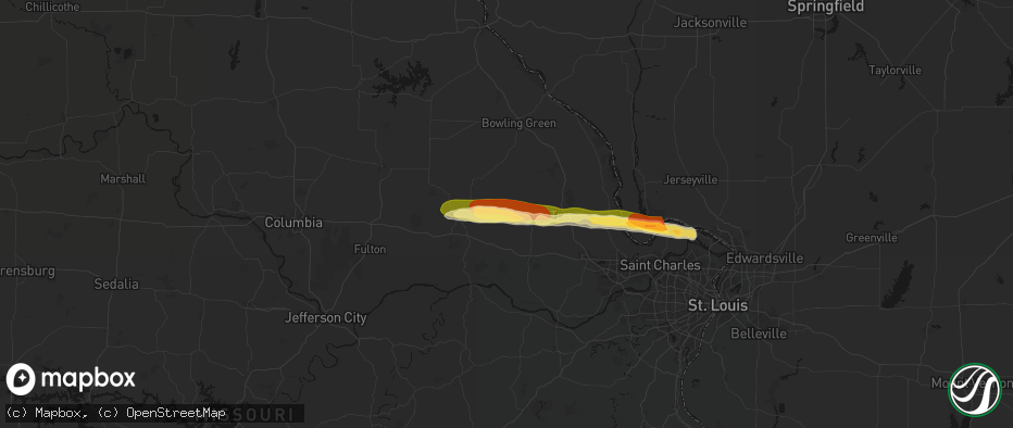 Hail map in Truxton, MO on May 3, 2026