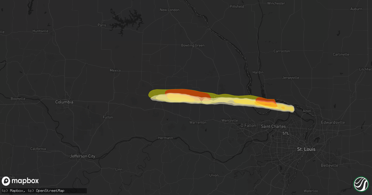 Hail map in Truxton, MO on May 3, 2026