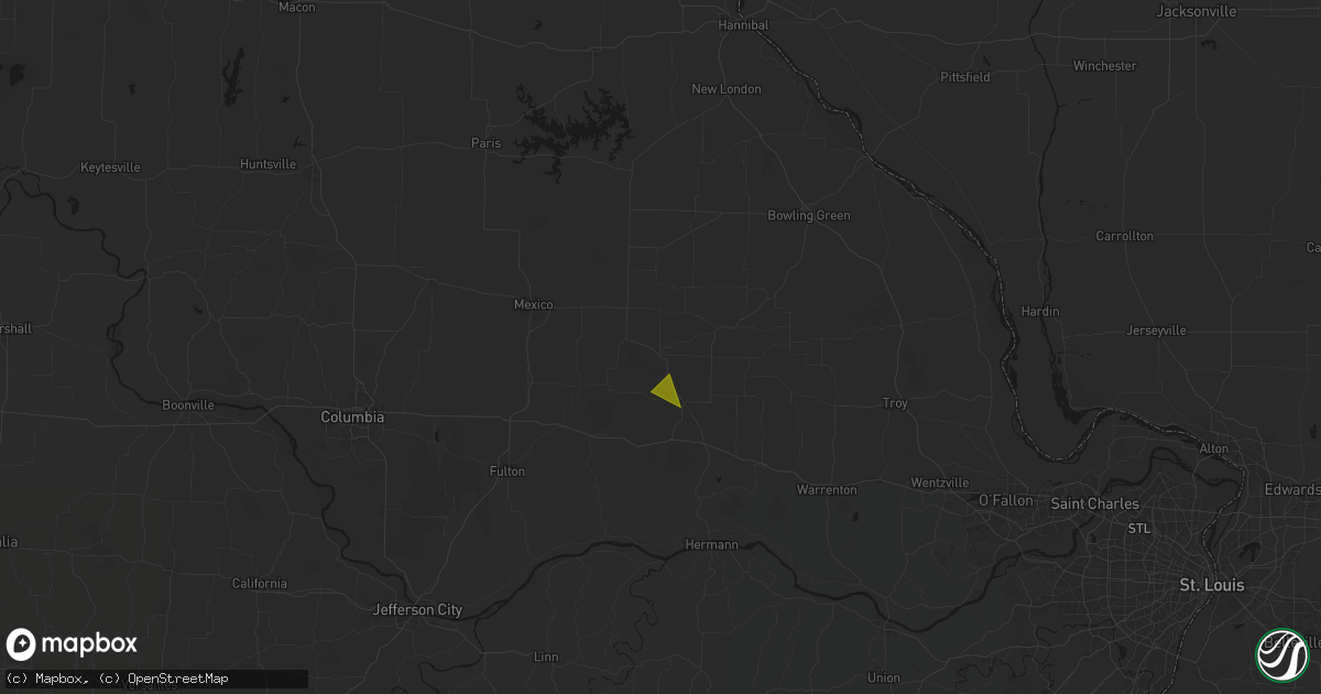 Hail map in Wellsville, MO on May 3, 2026