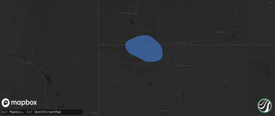 Hail map in Whitney, NE on May 3, 2026