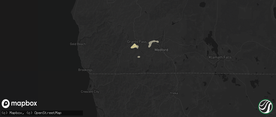 Hail map in Williams, OR on May 3, 2026