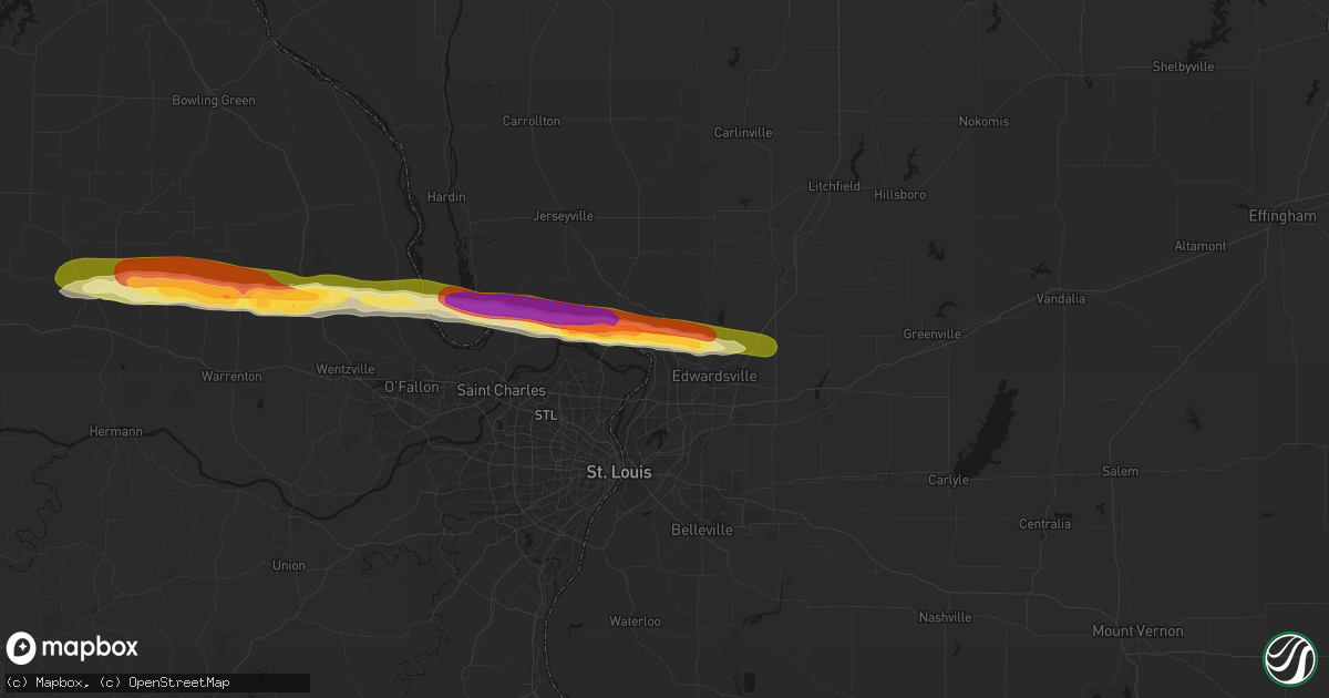 Hail map in Wood River, IL on May 3, 2026