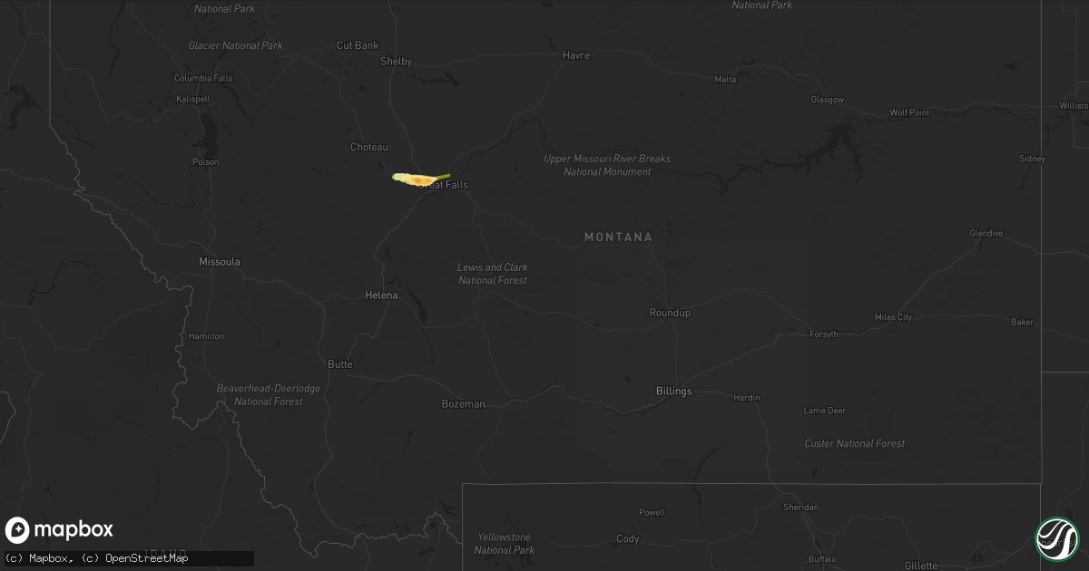 Hail map in Montana on May 4, 2014