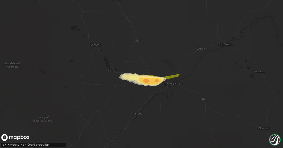 Hail map in Vaughn, MT on May 4, 2014