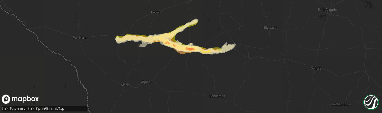 Hail map in Fort Stockton, TX on May 4, 2015