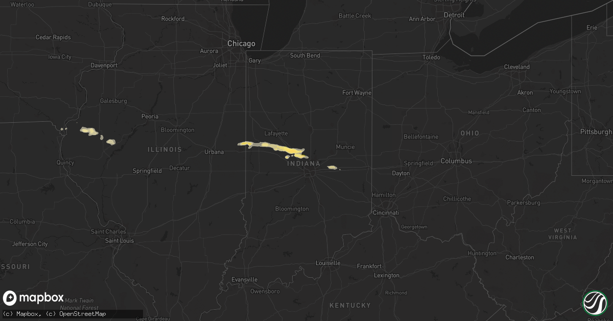 Hail map in Indiana on May 4, 2015