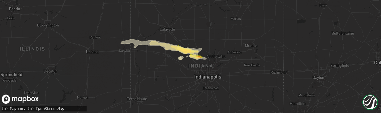 Hail map in Lebanon, IN on May 4, 2015