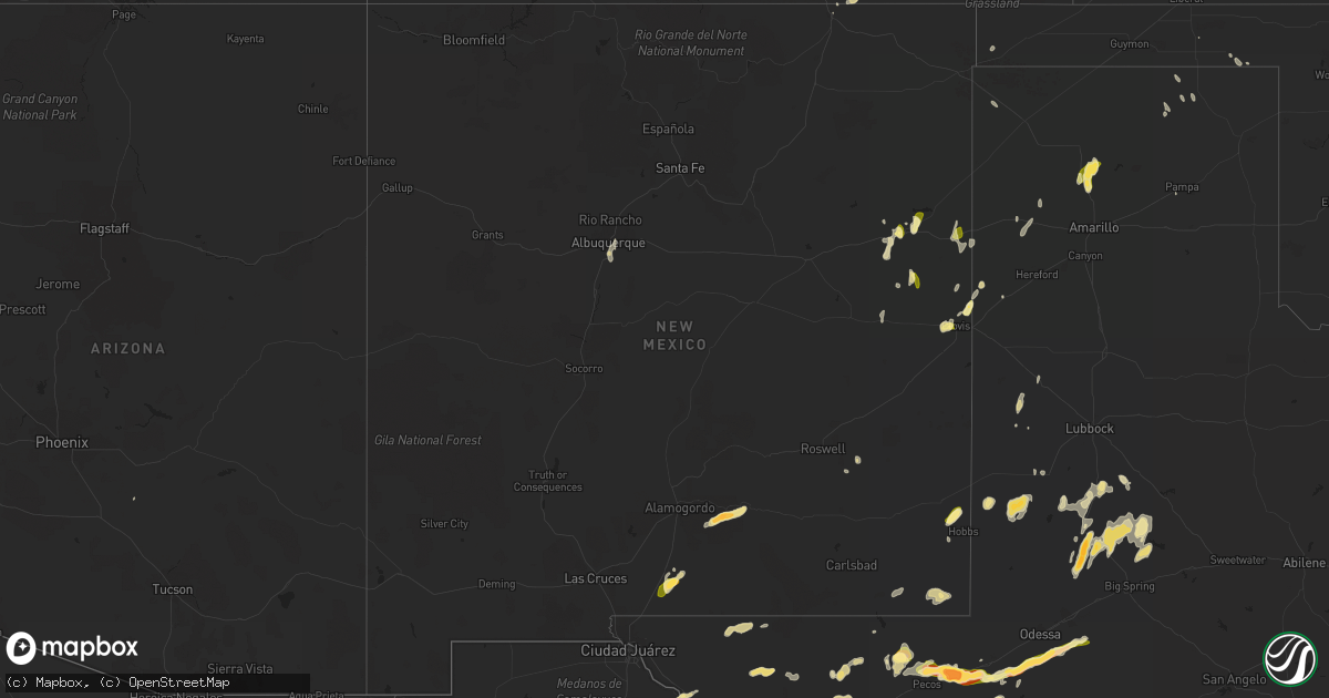 Hail map in New Mexico on May 4, 2015