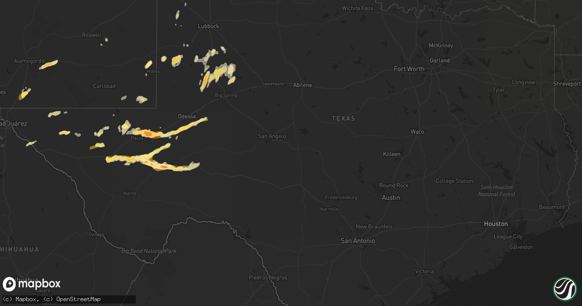Hail map in Texas on May 4, 2015